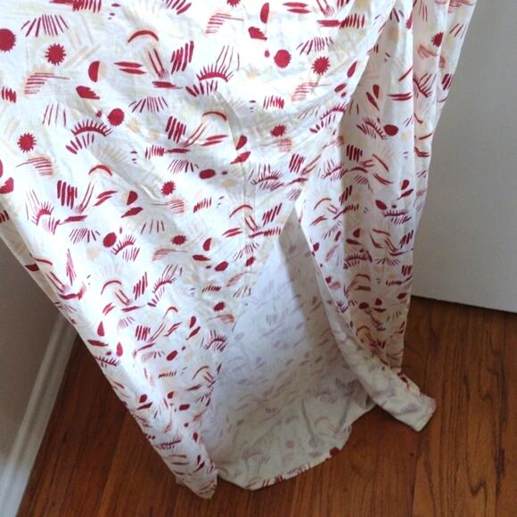 NWT Free People Daria Graphic Maxi Dress Ivory Red Combo Front Slit Size L - Picture 5 of 15